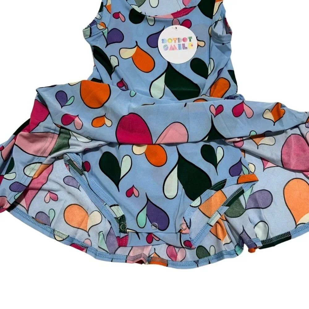 Dot Dot‎ Smile Baby Girls Size 12/24M Heart Tank Twirl Dress Attached Brief NWT